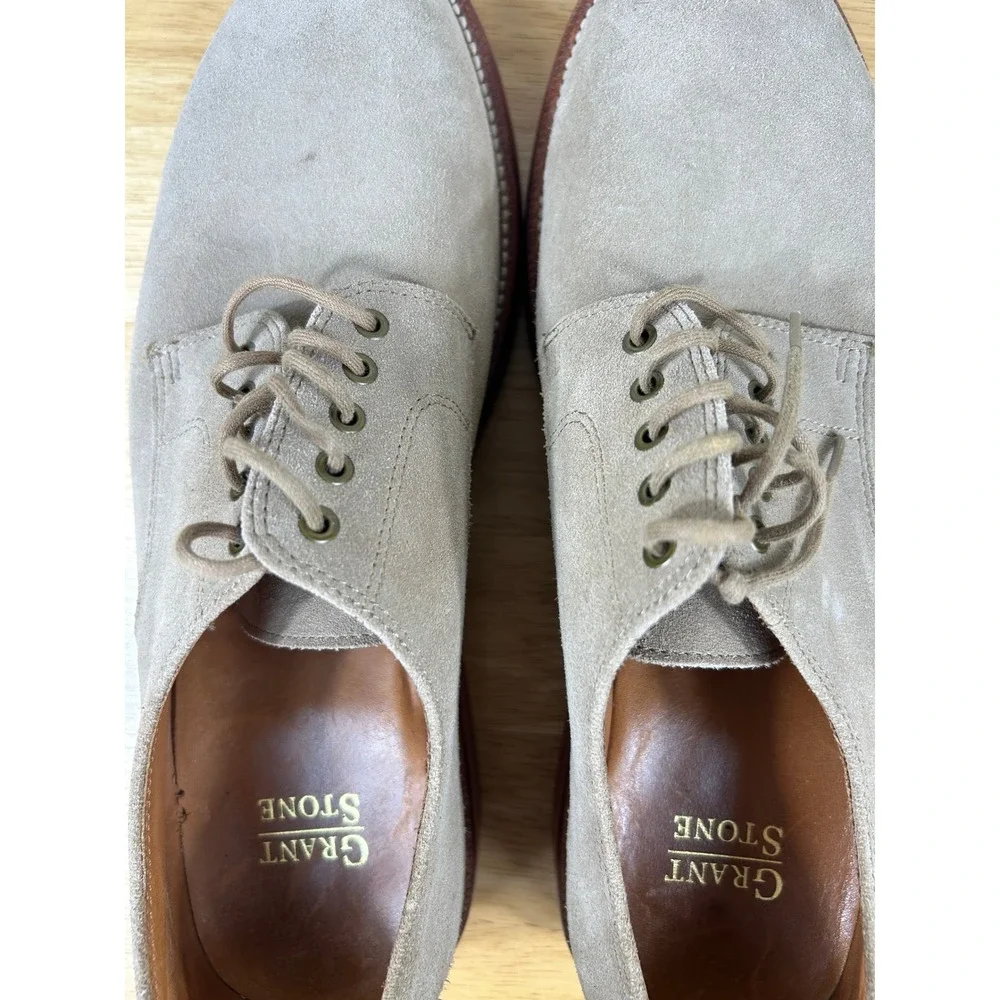 Grant Stone Derby Shoes Mens 10D Sand Suede Dirty Buck Goodyear Welt Brick Sole